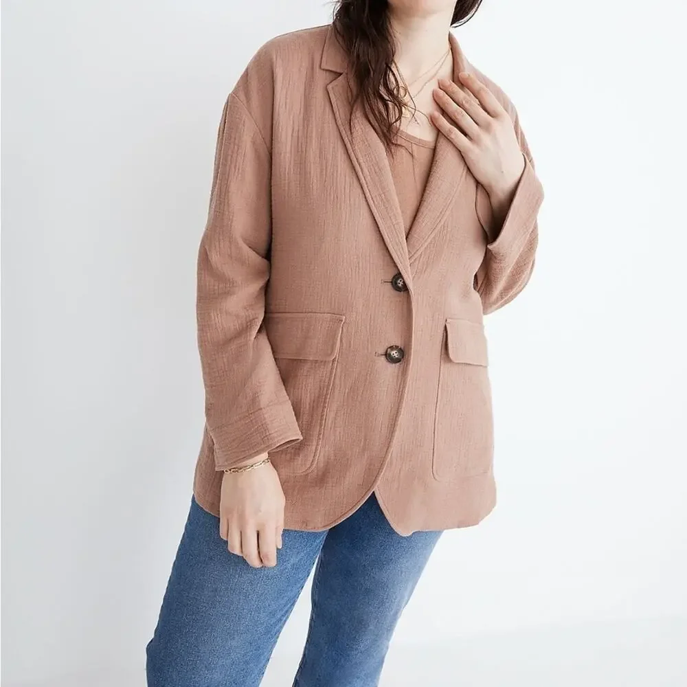 Madewell Cotton-Linen Relaxed Larsen Blazer